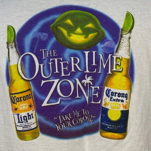 Vintage Y2K Corona Halloween T-Shirt, Lime-O-Lantern Beer Promo Outer Lime Zone - Picture 4 of 5